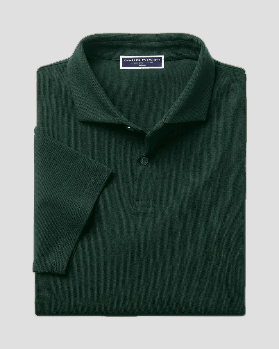 Charles Tyrwhitt Smart Pique Polo - Dark Green - LuxxeCoast