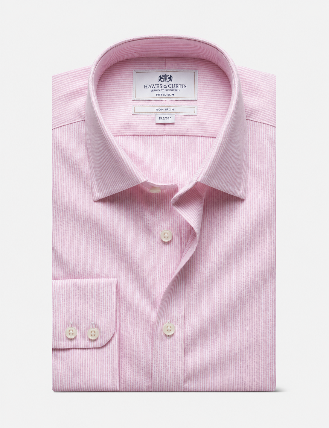 Hawes & Curtis Pink & White Fine Stripe Non-Iron Shirt