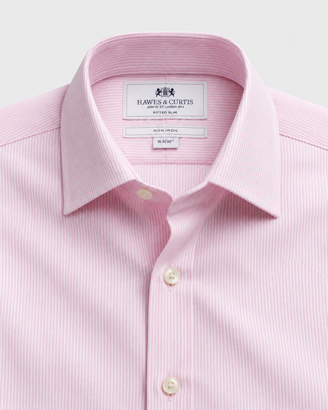 Hawes & Curtis Pink & White Fine Stripe Non-Iron Shirt