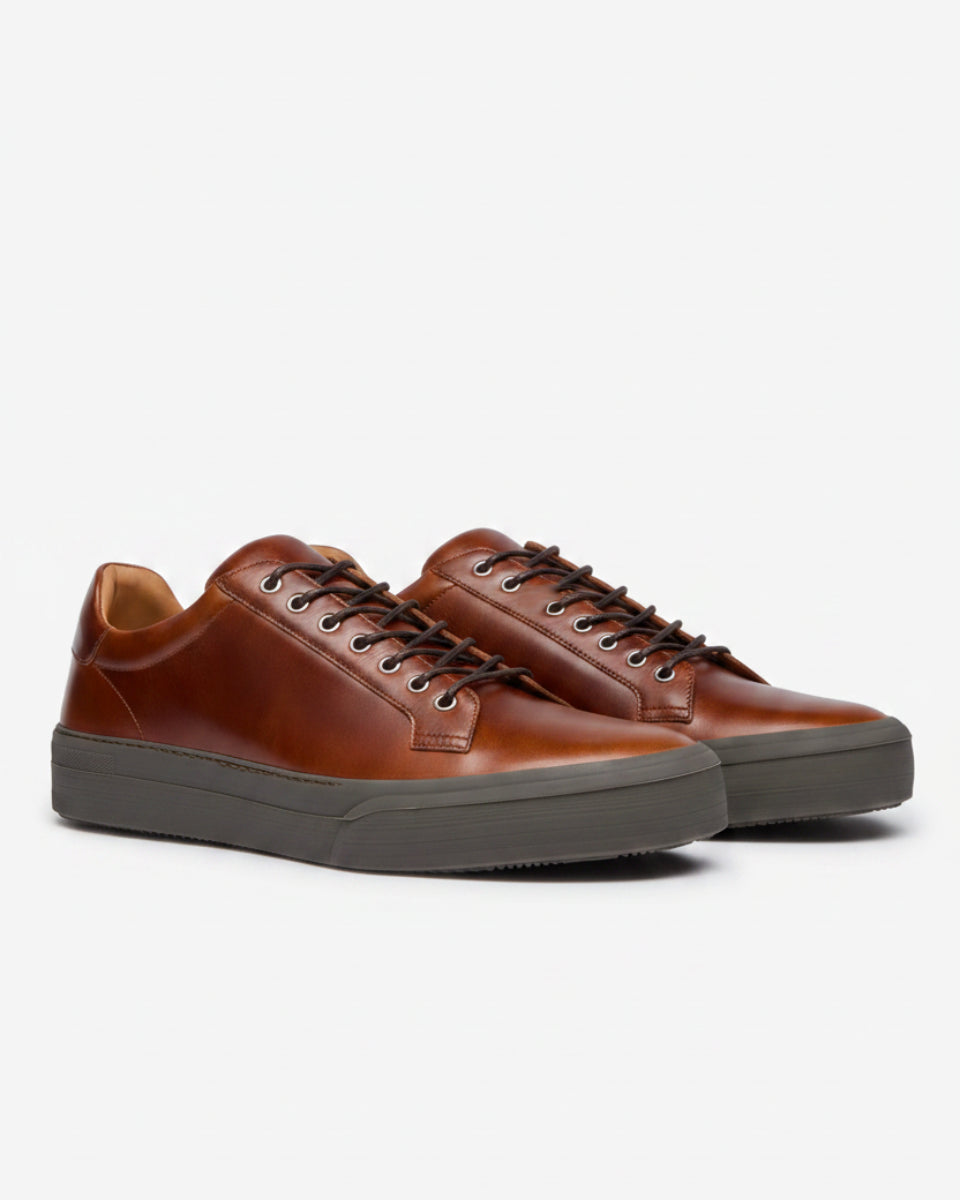 Oliver Sweeney Pull Up Leather Cupsole Trainers – Tan
