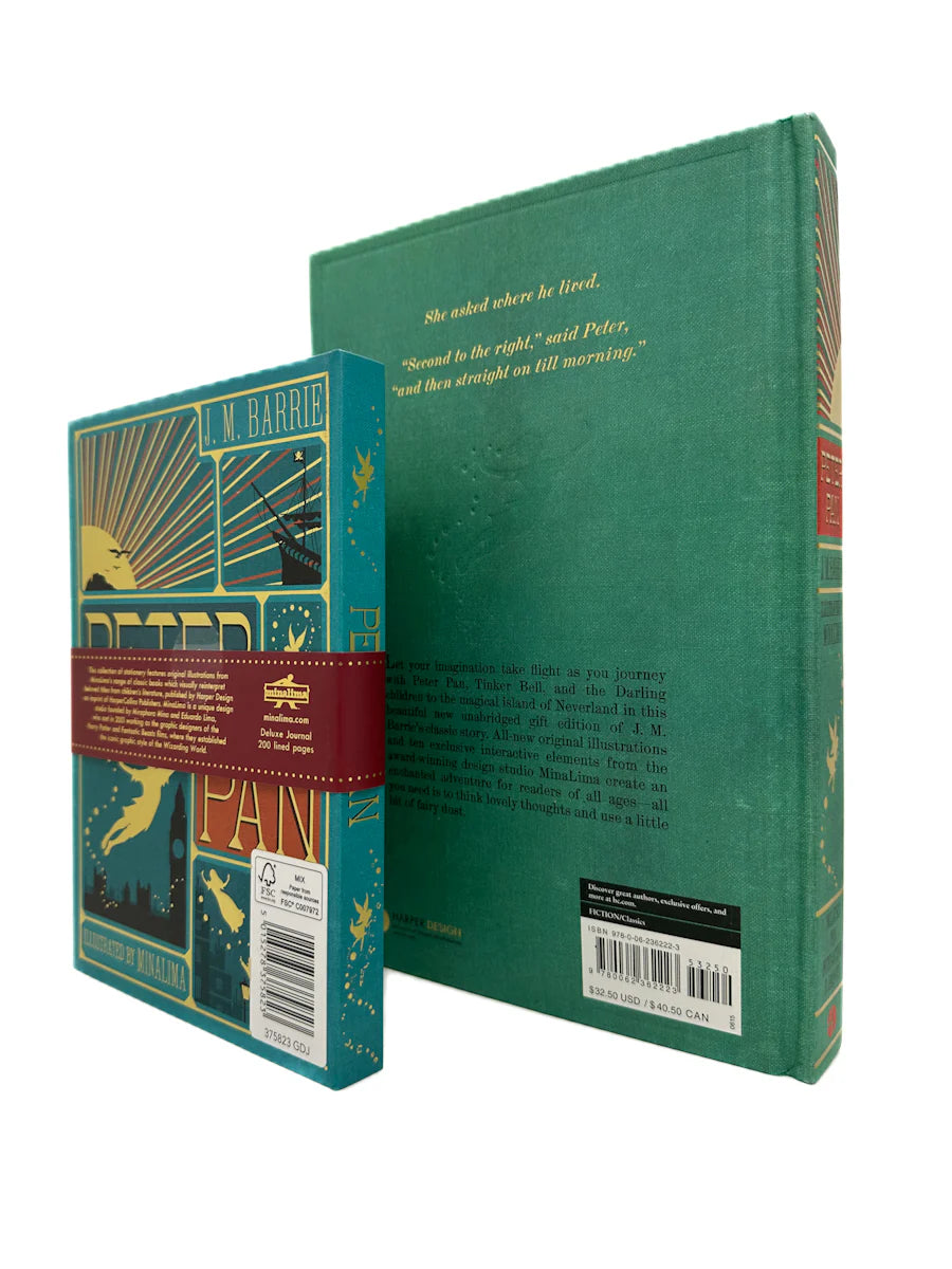 Peter Pan J. M. Barrie MinaLima Edition Illustrated Book & Notebook Set