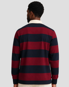 Polo Club Long-Sleeve Striped Polo Shirt – Navy Blue & Maroon