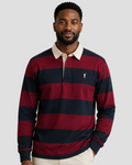 Polo Club Long-Sleeve Striped Polo Shirt – Navy Blue & Maroon