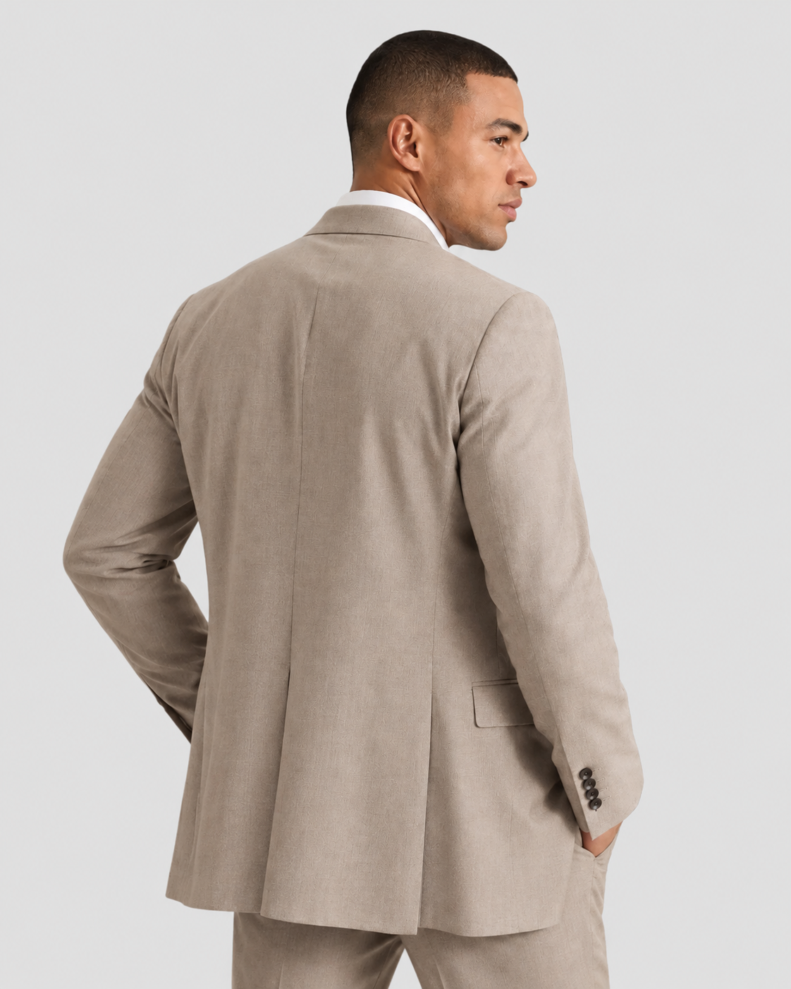 Charles Tyrwhitt Italian Luxury Double Breasted Flannel Jacket - Taupe