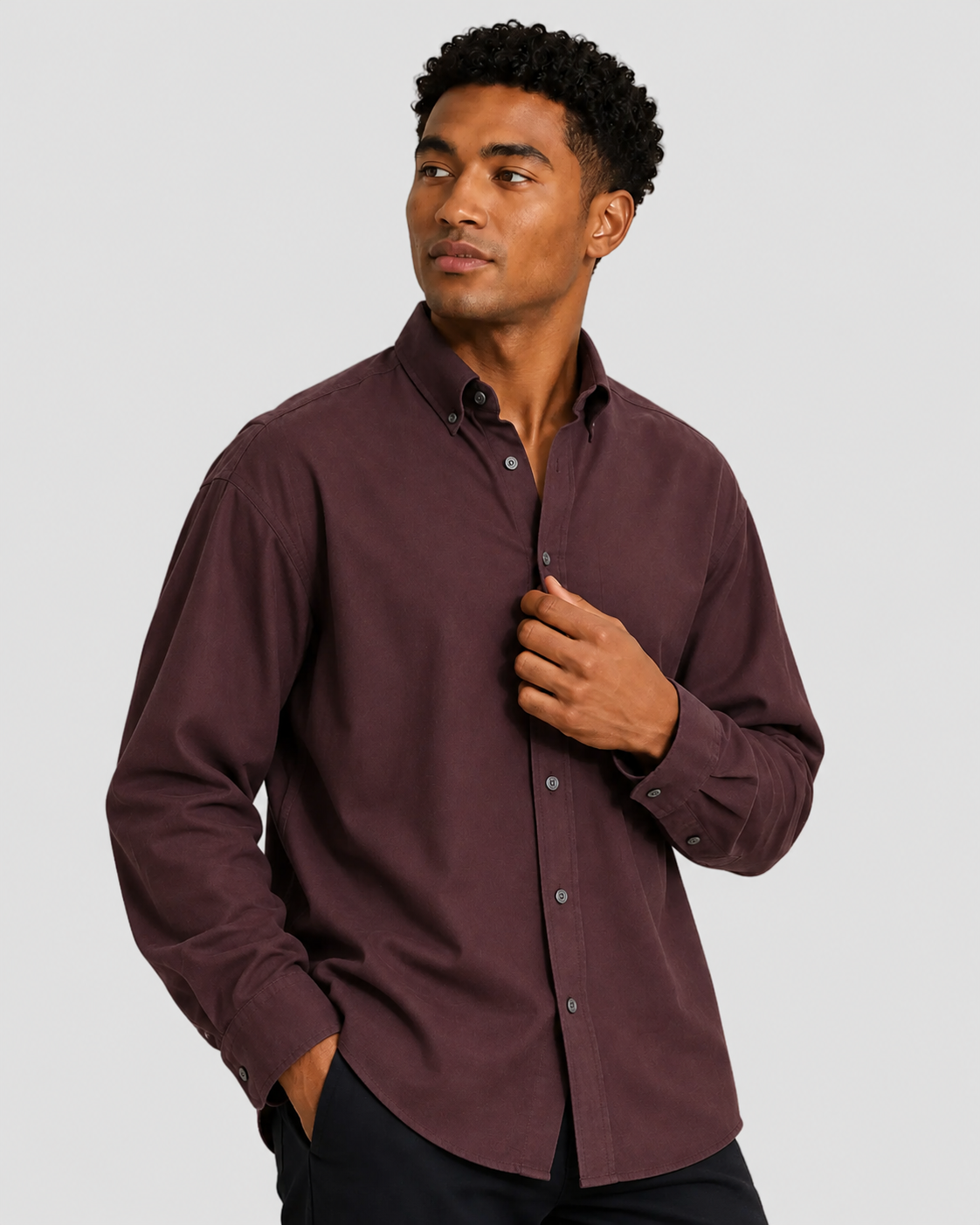 Charles Tyrwhitt Brushed Flannel Shirt - Burgundy