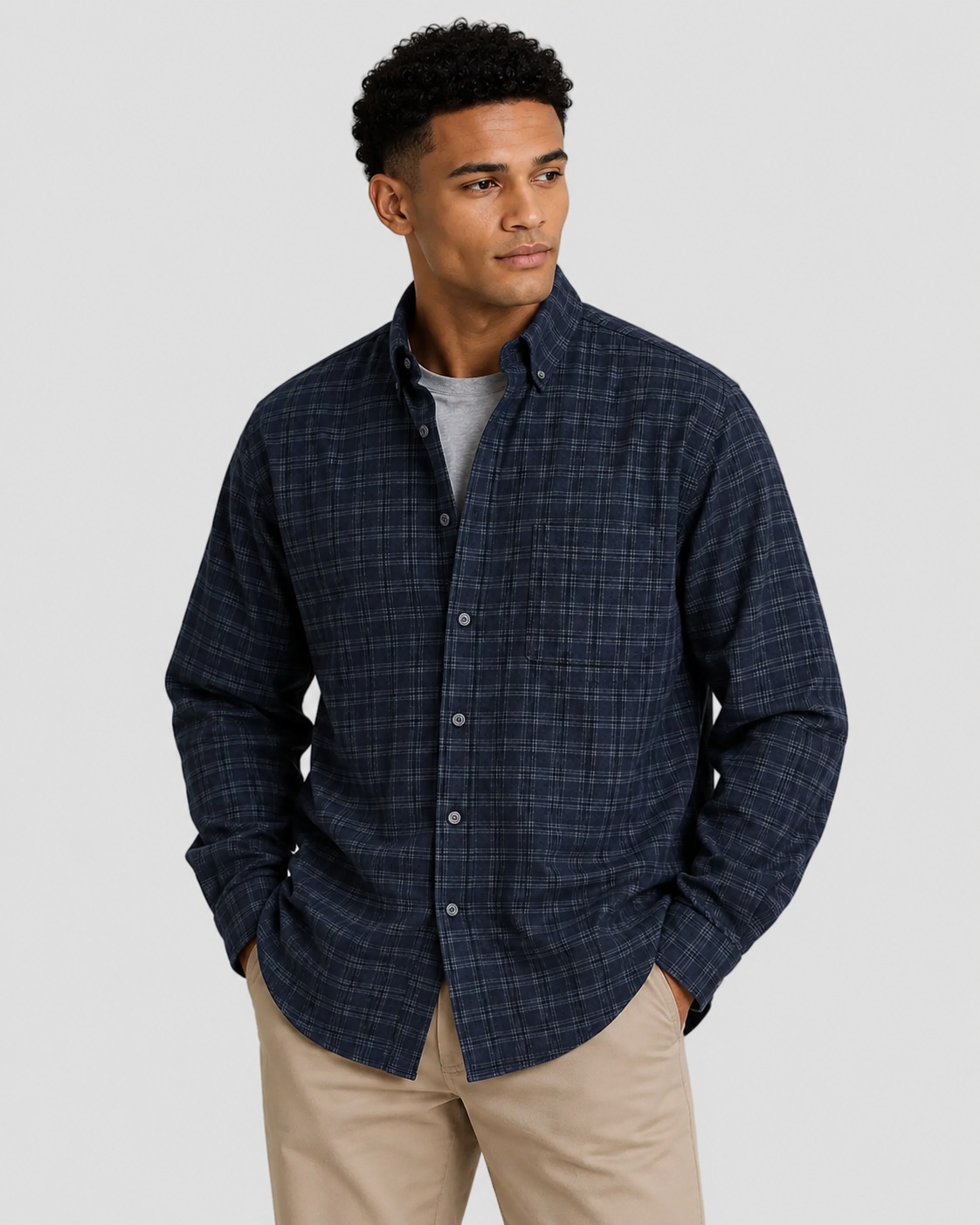 Charles Tyrwhitt Brushed Flannel Shirt - Ink Blue
