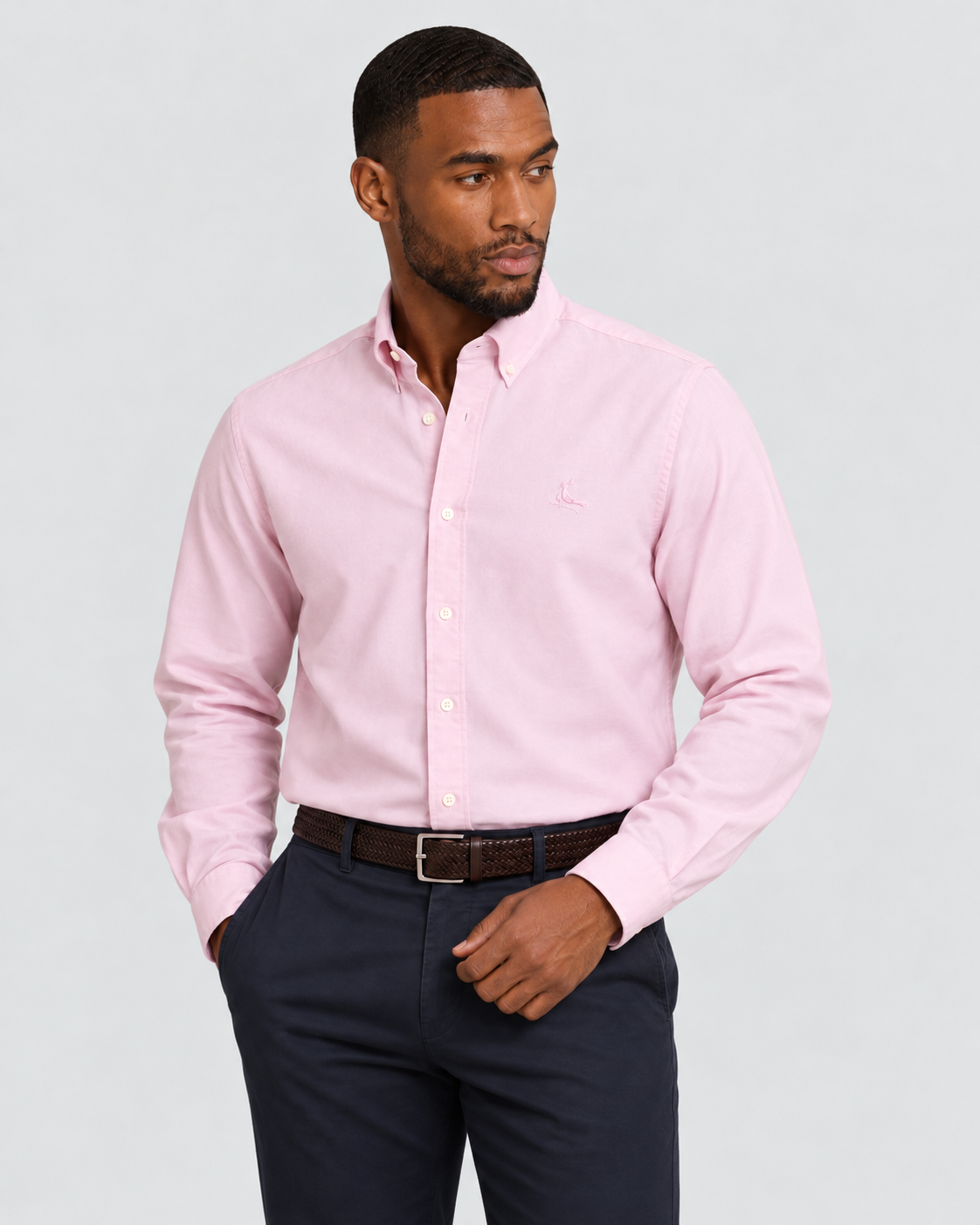 Charles Tyrwhitt Button-Down Stretch Washed Oxford Shirt - Light Pink
