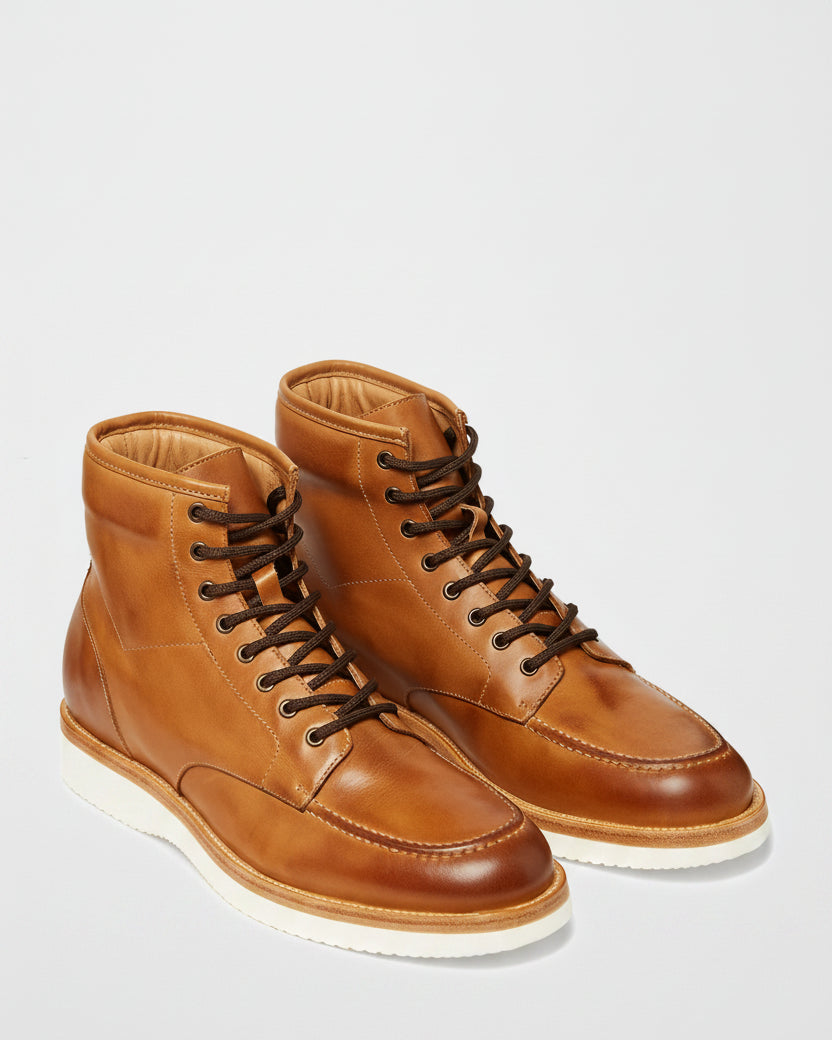 Oliver Sweeney Salerno Tan – Antiqued Leather Moccasin Boots