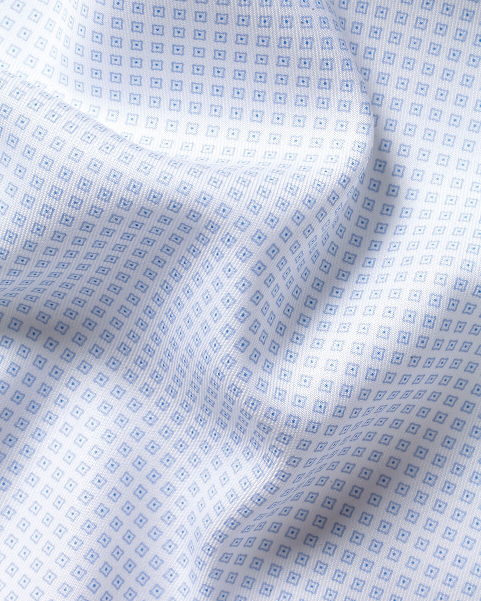 Charles Tyrwhitt Non-Iron Geometric Print Shirt - White & Sky Blue