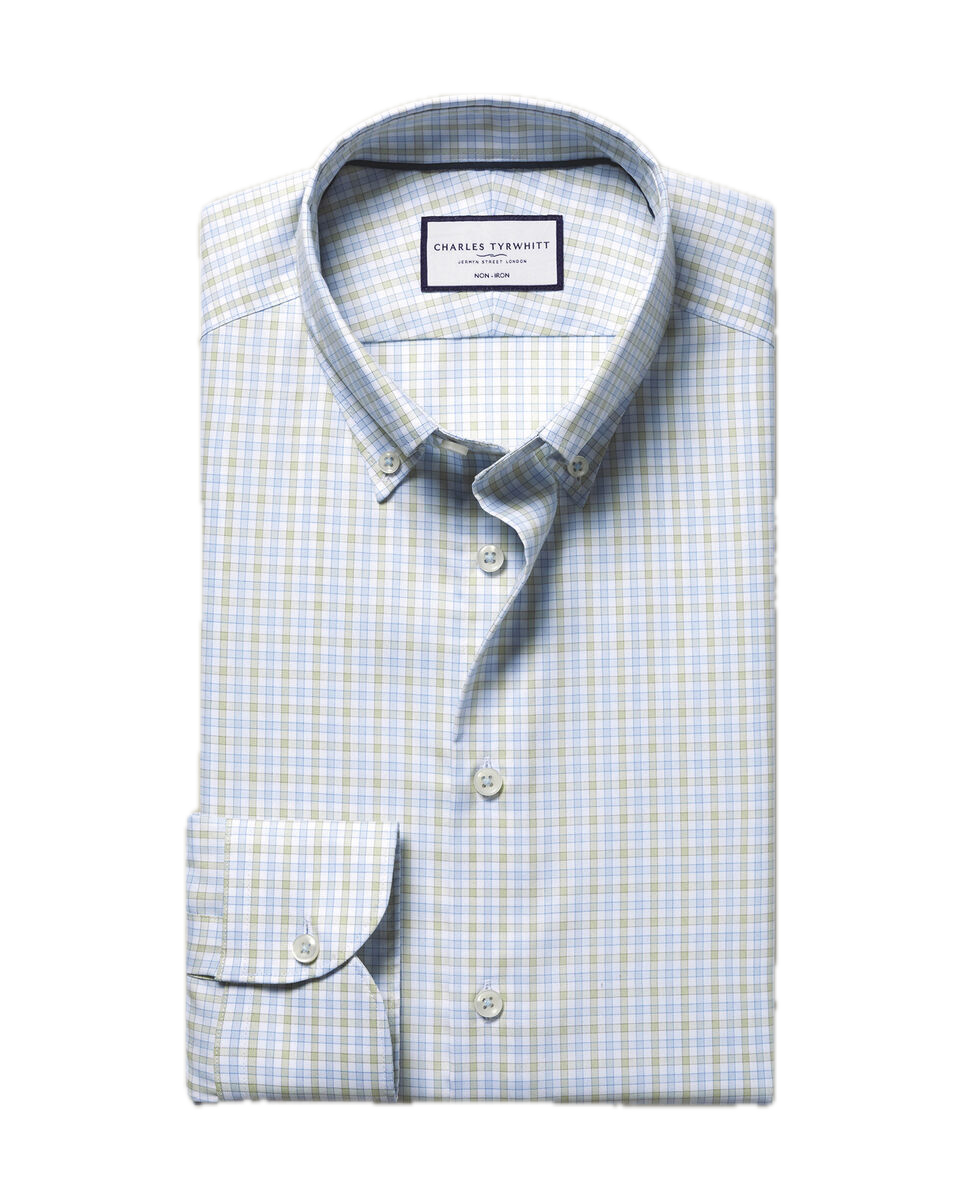 Charles Tyrwhitt Button-Down Non-Iron Oxford Check Shirt - Green