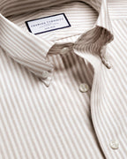 Charles Tyrwhitt Non-Iron Stretch Oxford Stripe Shirt - Taupe