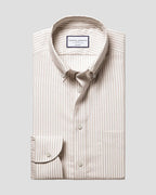 Charles Tyrwhitt Non-Iron Stretch Oxford Stripe Shirt - Taupe