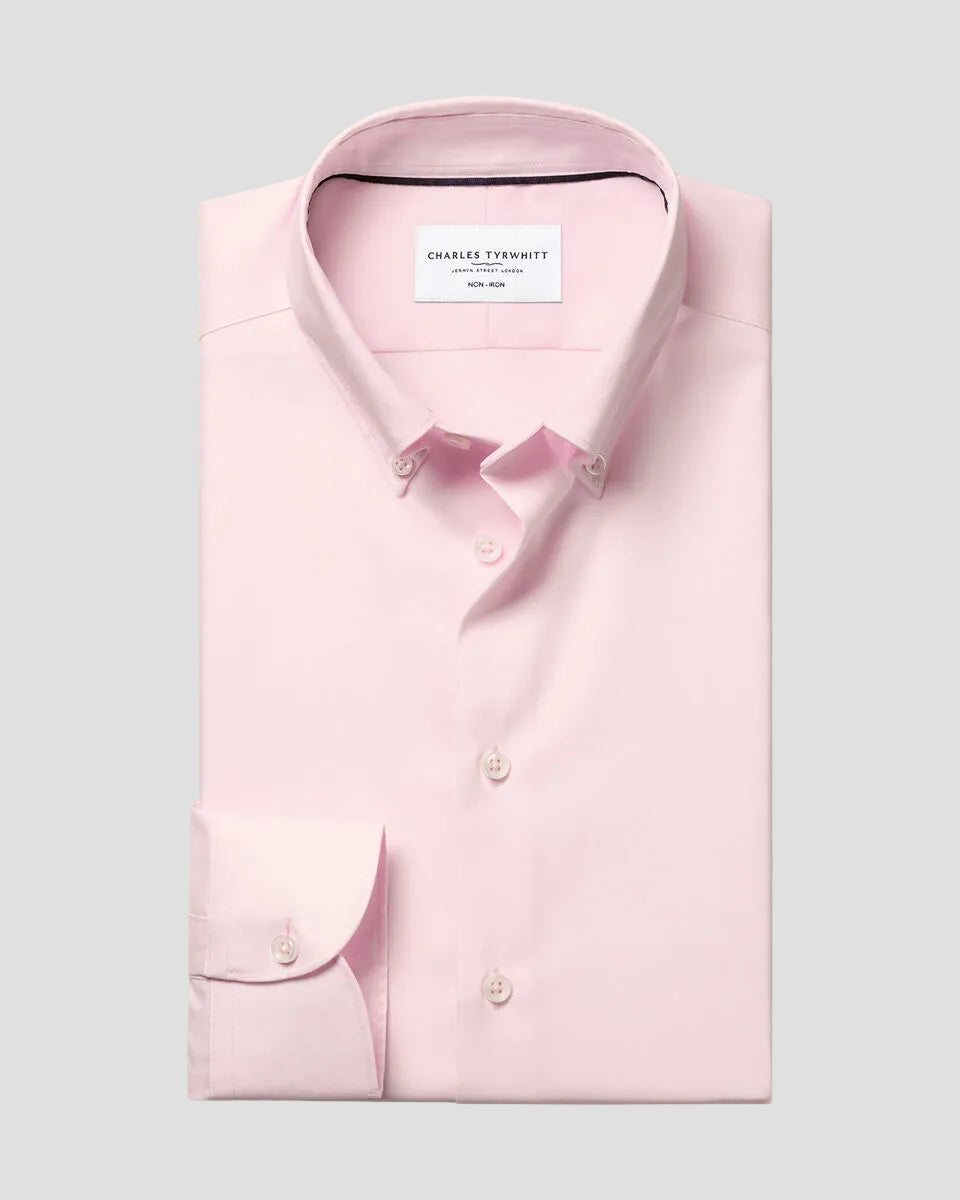 Charles Tyrwhitt Non-Iron Stretch Pinpoint Oxford Shirt – Light Pink
