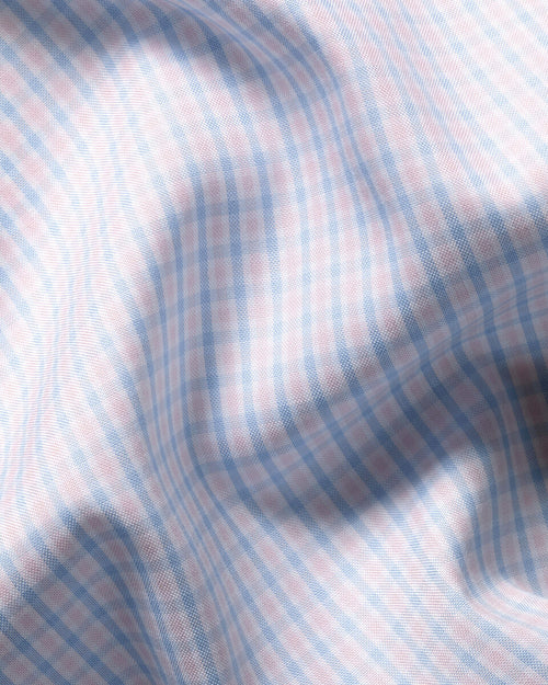 Charles Tyrwhitt Non-Iron Stretch Pinpoint Oxford Check Shirt - Blue & Pink