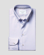 Charles Tyrwhitt Non-Iron Stretch Pinpoint Oxford Check Shirt - Blue & Pink