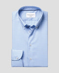 Charles Tyrwhitt Non-Iron Stretch Pinpoint Oxford Check Shirt - Cornflower Blue
