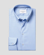 Charles Tyrwhitt Non-Iron Stretch Pinpoint Oxford Check Shirt - Cornflower Blue