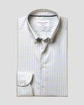 Charles Tyrwhitt Non-Iron Stretch Pinpoint Oxford Gingham Shirt - Stone & Sky Blue