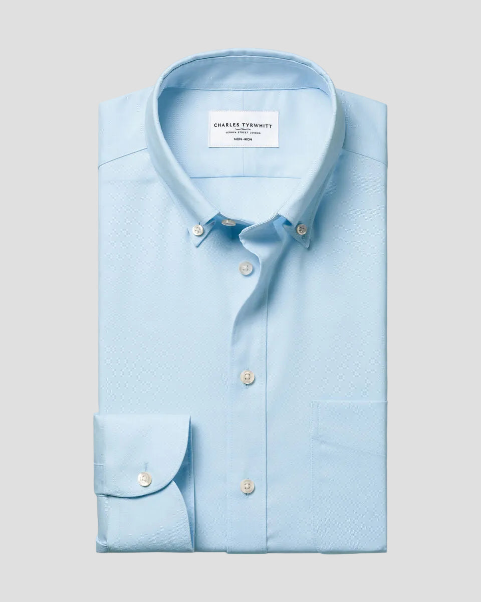Charles Tyrwhitt Non-Iron Stretch Oxford Shirt - Light Blue