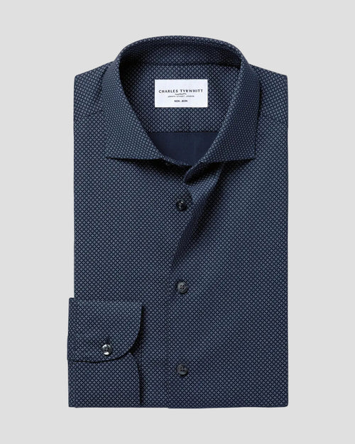 Charles Tyrwhitt Non-Iron Performance Print Shirt - Navy