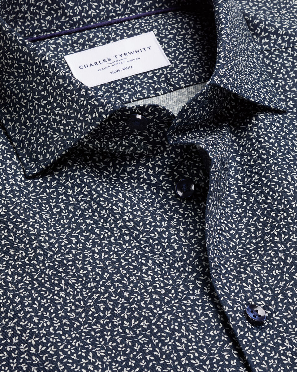 Charles Tyrwhitt Non-Iron Stretch Print Shirt - Navy