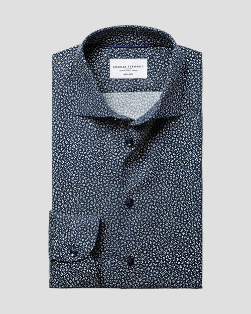 Charles Tyrwhitt Non-Iron Stretch Print Shirt - Navy