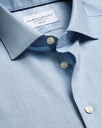 Charles Tyrwhitt Non-Iron Cotton Linen Prince of Wales Shirt - Mid Blue