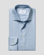 Charles Tyrwhitt Non-Iron Cotton Linen Prince of Wales Shirt - Mid Blue