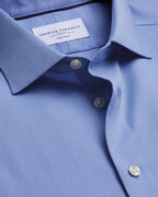 Charles Tyrwhitt Non-Iron Cotton Linen Shirt - Mid Blue