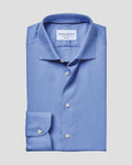 Charles Tyrwhitt Non-Iron Cotton Linen Shirt - Mid Blue