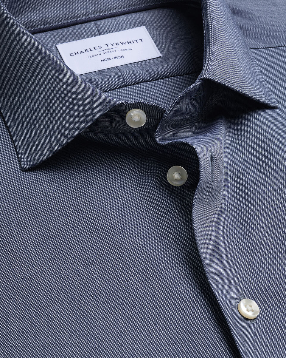 Charles Tyrwhitt Non-Iron Cotton Linen Shirt - Navy