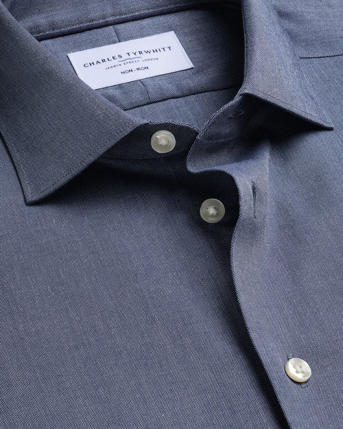 Charles Tyrwhitt Non-Iron Cotton Linen Shirt - Navy