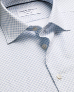 Charles Tyrwhitt Non-Iron Stretch Print Shirt - White & Light Blue
