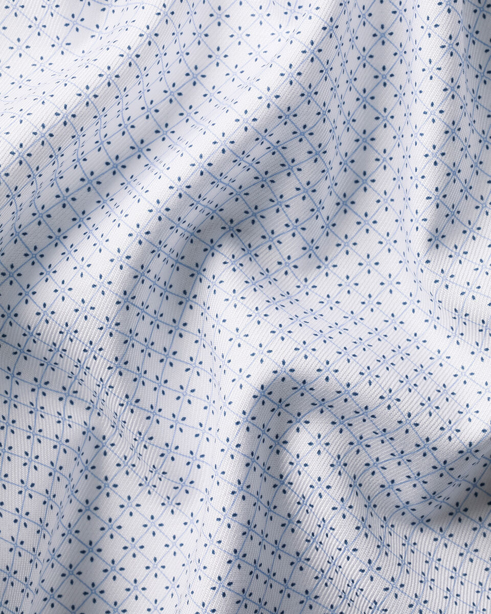 Charles Tyrwhitt Non-Iron Stretch Print Shirt - White & Light Blue