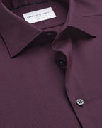Charles Tyrwhitt Non-Iron Stretch Texture Shirt - Dark Red