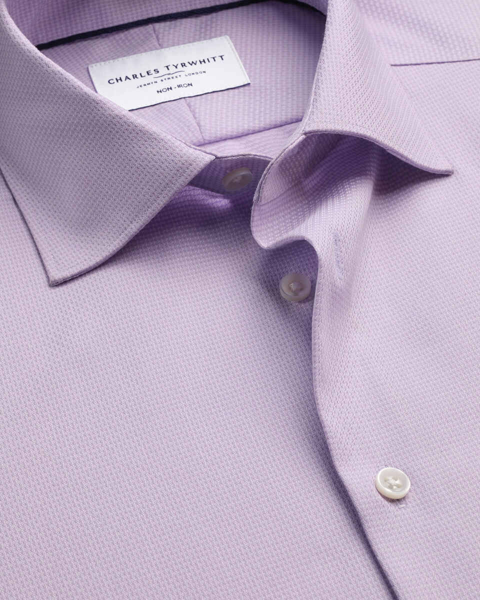 Charles Tyrwhitt Non-Iron Stretch Texture Shirt - Lilac