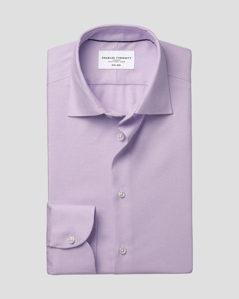 Charles Tyrwhitt Non-Iron Stretch Texture Shirt - Lilac