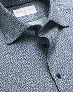 Charles Tyrwhitt Non-Iron Stretch Print Shirt - Dark Blue - LuxxeCoast