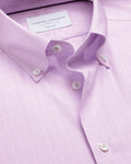 Charles Tyrwhitt Non-Iron Stretch Pinpoint Oxford Prince of Wales Shirt - Lilac