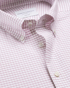 Charles Tyrwhitt Non-Iron Stretch Oxford Check Shirt - Burgundy Red