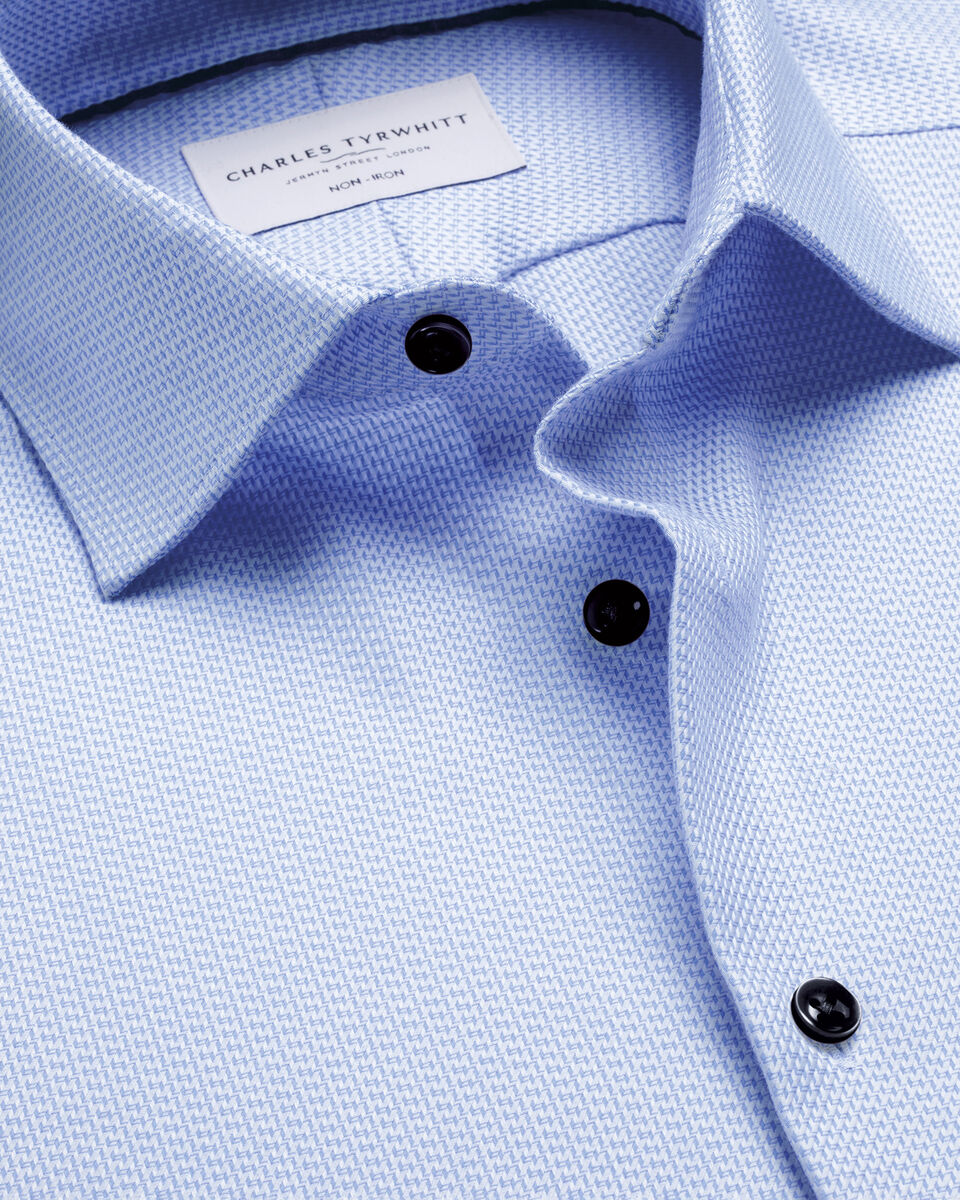 Charles Tyrwhitt Non-Iron Stretch Texture Shirt - Cornflower Blue