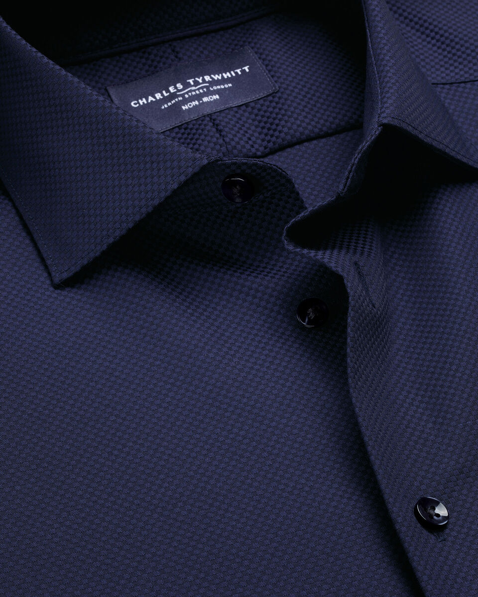 Charles Tyrwhitt Non-Iron Stretch Texture Shirt - Royal Blue