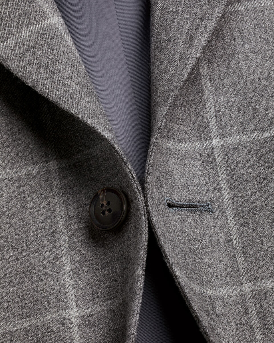 Charles Tyrwhitt Wool Textured Check Jacket - Grey