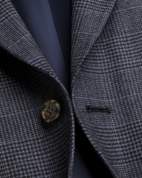 Charles Tyrwhitt Wool Textured Check Jacket - Steel Blue