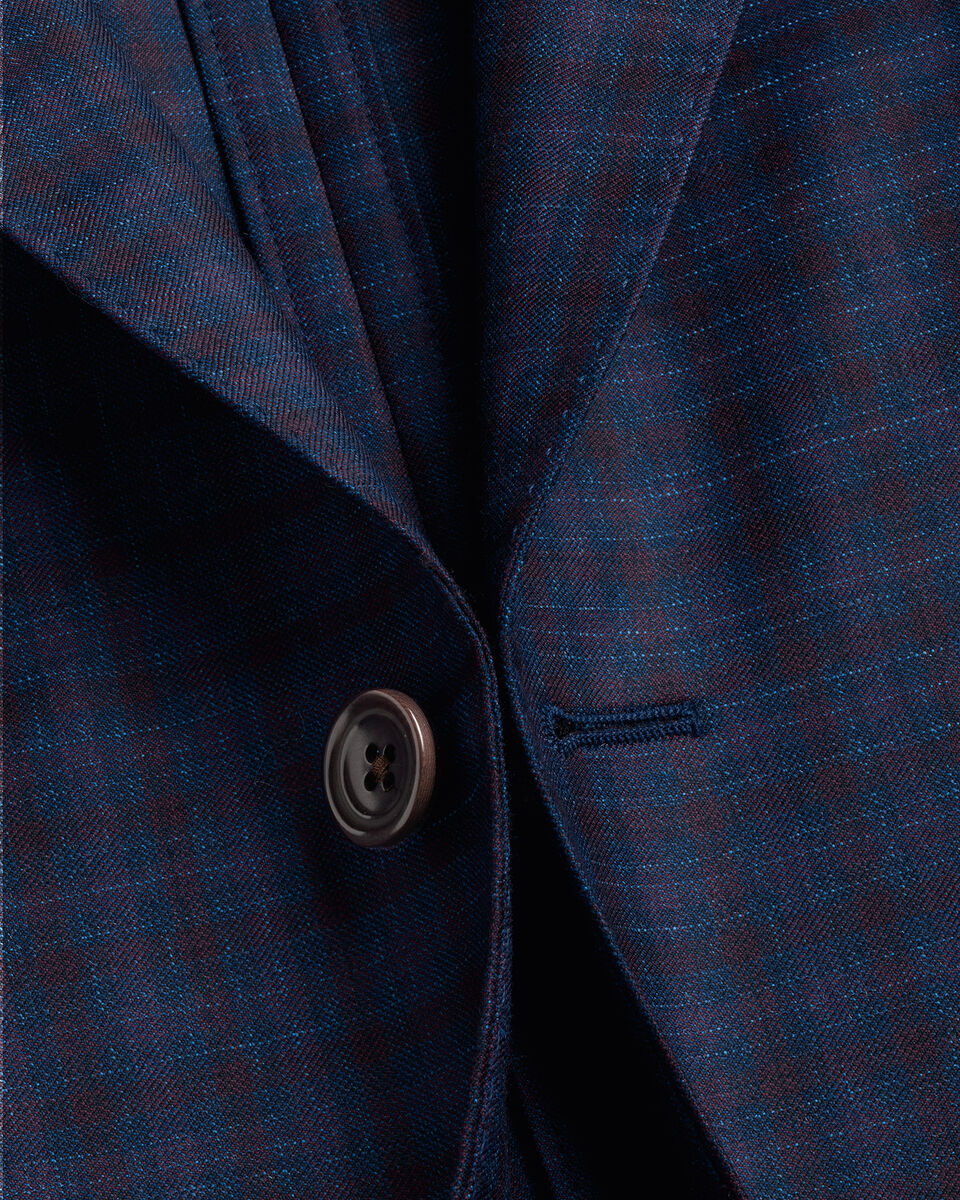 Charles Tyrwhitt Italian Luxury Check Jacket - Indigo Blue