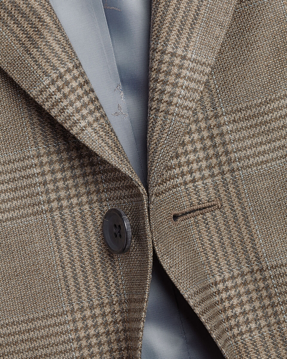 Charles Tyrwhitt Luxury Italian Check Jacket - Mocha