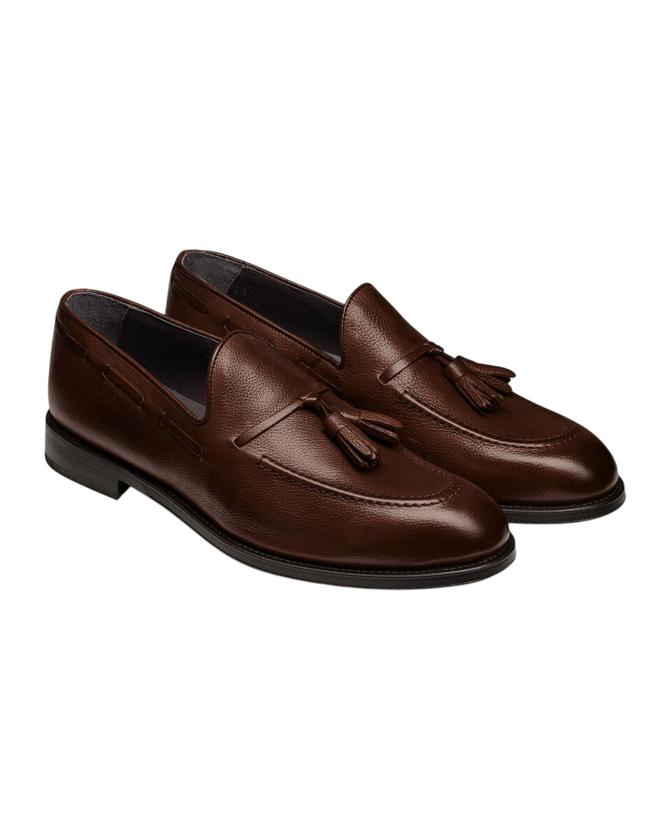 Charles Tyrwhitt Grain Leather Tassel Loafers - Chocolate Brown