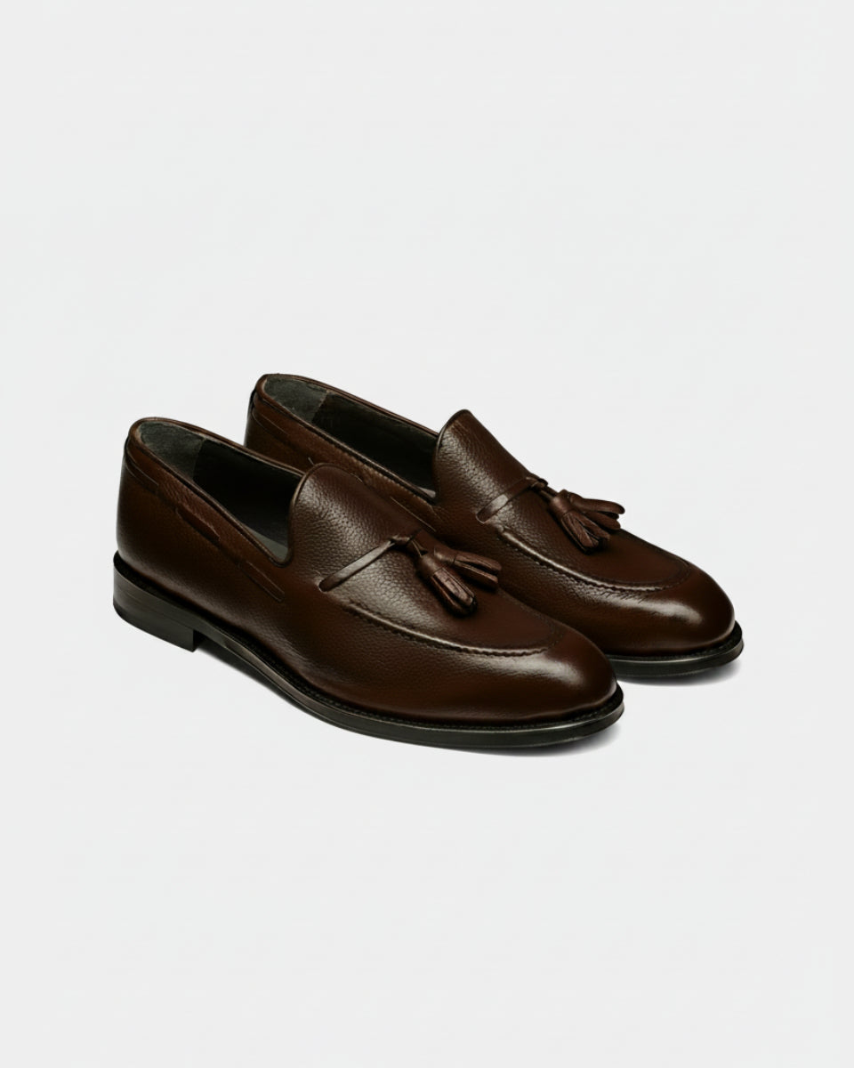 Charles Tyrwhitt Grain Leather Tassel Loafers - Chocolate Brown