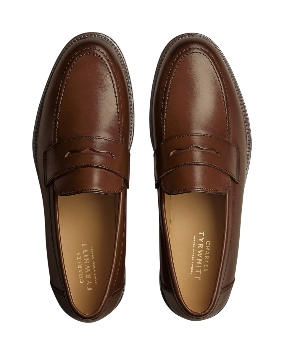 Charles Tyrwhitt Leather Penny Loafers - Chestnut Brown