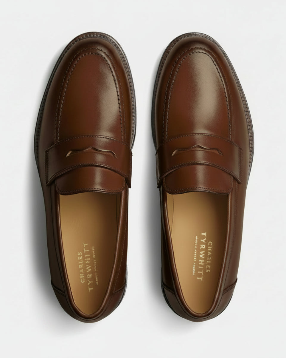 Charles Tyrwhitt Leather Penny Loafers - Chestnut Brown